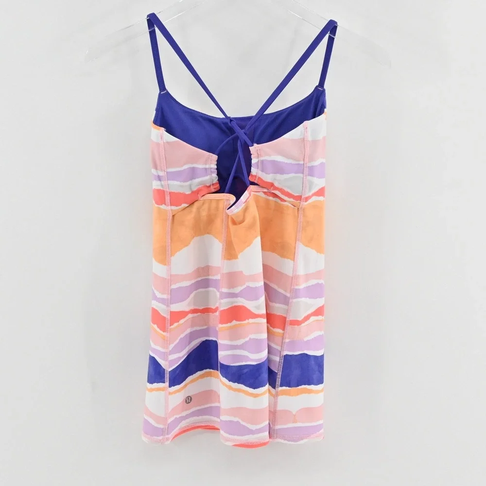 Lululemon Dancing Warrior Strappy Tank Top Womens‎ Size 6 Striped Yoga Athletic